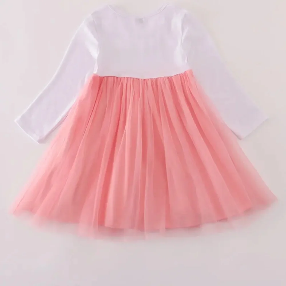 Abby & Evie Pink Princess Tulle Dress Long Sleeve 2T